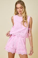 Load image into Gallery viewer, NEWEST ARRIVAL *PREORDER 4/14* Pink Linen Embroidered Shorts Set
