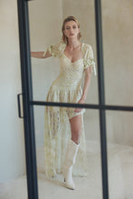 Load image into Gallery viewer, FINAL SALE Sage Lace Asymmetrical Maxi Dress
