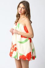 Load image into Gallery viewer, Red/Orange Floral Strapless Bubble Dress

