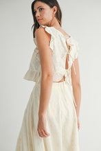 Load image into Gallery viewer, NEWEST ARRIVAL Cream Eyelet Bow Back Midi Skirt Set
