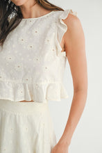 Load image into Gallery viewer, NEWEST ARRIVAL Cream Eyelet Bow Back Midi Skirt Set
