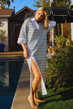 Load image into Gallery viewer, NEWEST ARRIVAL Black/White Striped Rugby Midi Dress
