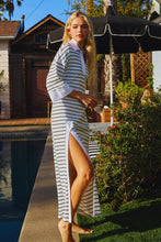 Load image into Gallery viewer, NEWEST ARRIVAL Black/White Striped Rugby Midi Dress

