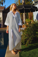 Load image into Gallery viewer, NEWEST ARRIVAL Black/White Striped Rugby Midi Dress
