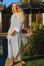 Load image into Gallery viewer, NEWEST ARRIVAL Black/White Striped Rugby Midi Dress
