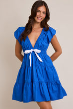 Load image into Gallery viewer, Royal Blue Front Ribbon Tie Dress
