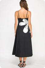 Load image into Gallery viewer, LAST ONE Black/White Side Flower Cut Out Midi Dress

