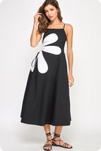 Load image into Gallery viewer, LAST ONE Black/White Side Flower Cut Out Midi Dress
