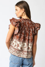 Load image into Gallery viewer, NEWEST ARRIVAL Brown Floral Ruffle Blouse

