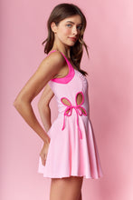 Load image into Gallery viewer, Pink Side Flower Cut Out Athletic Dress
