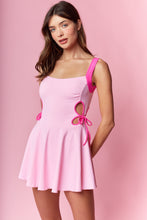 Load image into Gallery viewer, Pink Side Flower Cut Out Athletic Dress
