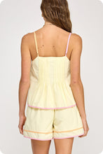 Load image into Gallery viewer, LAST ONE FINAL SALE Yellow Piping Detail Shorts Set
