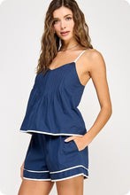 Load image into Gallery viewer, FINAL SALE Navy Piping Detail Shorts Set
