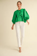 Load image into Gallery viewer, NEWEST ARRIVAL Green Front Tie Blouse
