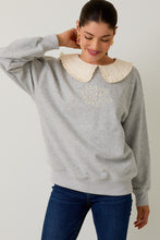 Load image into Gallery viewer, NEWEST ARRIVAL Gray/Cream Peter Pan Collar Make Today a Good Day Sweater
