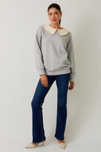 Load image into Gallery viewer, NEWEST ARRIVAL Gray/Cream Peter Pan Collar Make Today a Good Day Sweater

