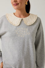 Load image into Gallery viewer, NEWEST ARRIVAL Gray/Cream Peter Pan Collar Make Today a Good Day Sweater
