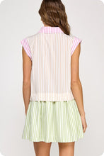 Load image into Gallery viewer, LAST ONE Multi Striped Poplin Overlay Shirt Dress
