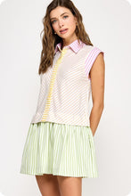 Load image into Gallery viewer, LAST ONE Multi Striped Poplin Overlay Shirt Dress
