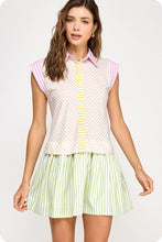 Load image into Gallery viewer, LAST ONE Multi Striped Poplin Overlay Shirt Dress
