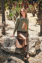Load image into Gallery viewer, Olive Green Horse Sweater
