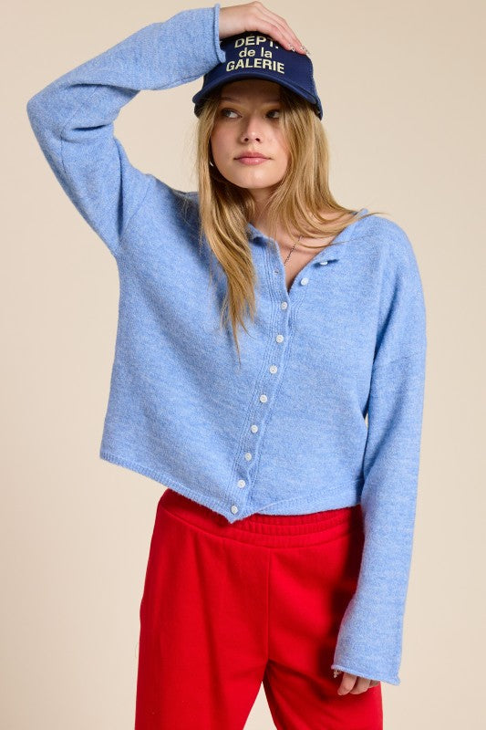 NEWEST ARRIVAL Ocean Blue Knit Button Down Cardigan