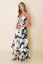 Load image into Gallery viewer, White/Black Floral Print Maxi Dress
