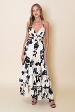 Load image into Gallery viewer, White/Black Floral Print Maxi Dress
