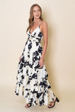 Load image into Gallery viewer, White/Black Floral Print Maxi Dress
