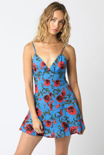 Load image into Gallery viewer, Blue/Red Floral Summer Dress
