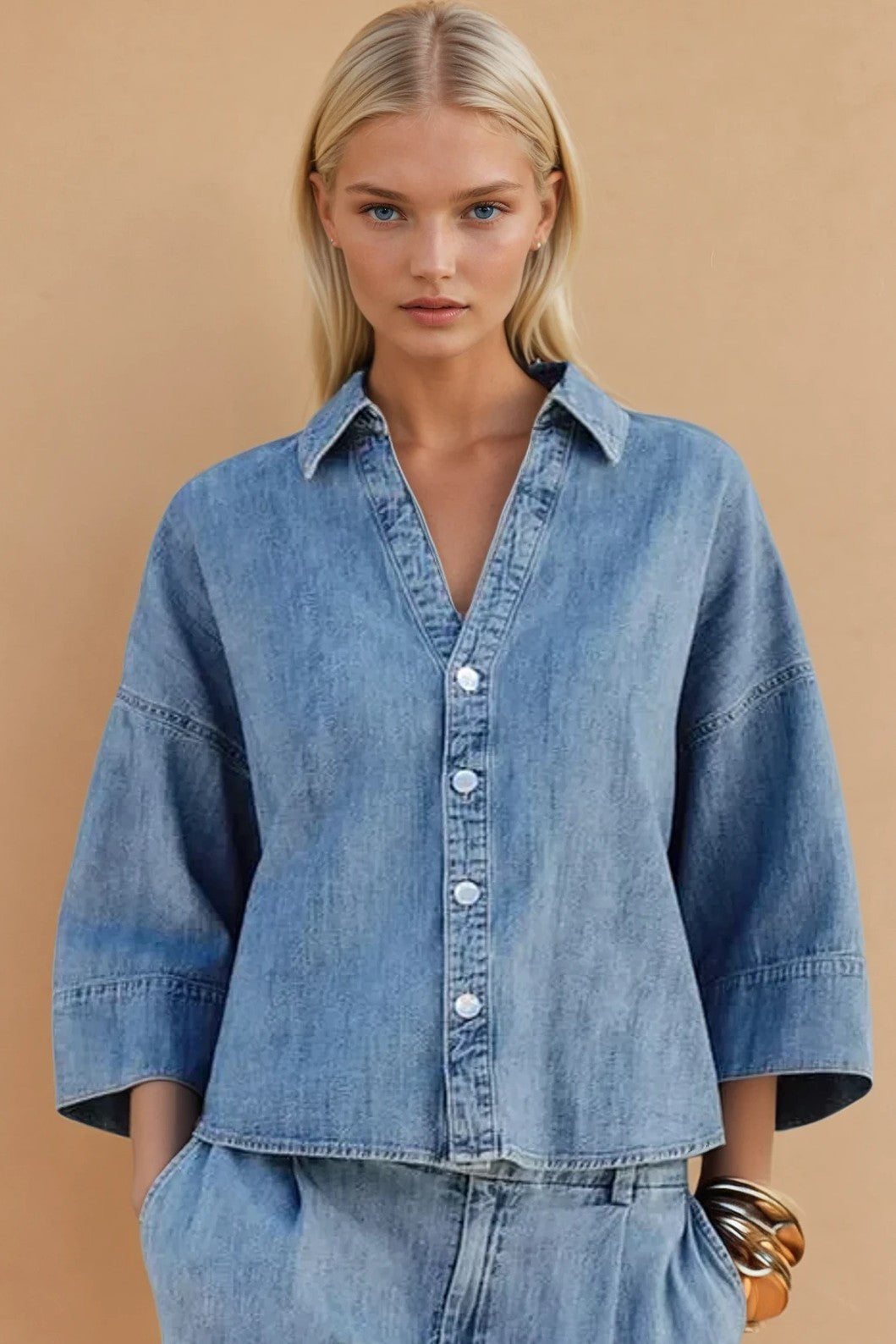 NEWEST ARRIVAL Denim Oversized Button Down Top