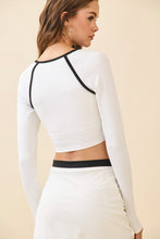 Load image into Gallery viewer, NEWEST ARRIVAL White/Black Long Sleeve Crop Athletic Skort Set
