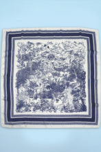 Load image into Gallery viewer, NEWEST ARRIVAL Navy Satin Floral Scarf
