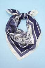 Load image into Gallery viewer, NEWEST ARRIVAL Navy Satin Floral Scarf
