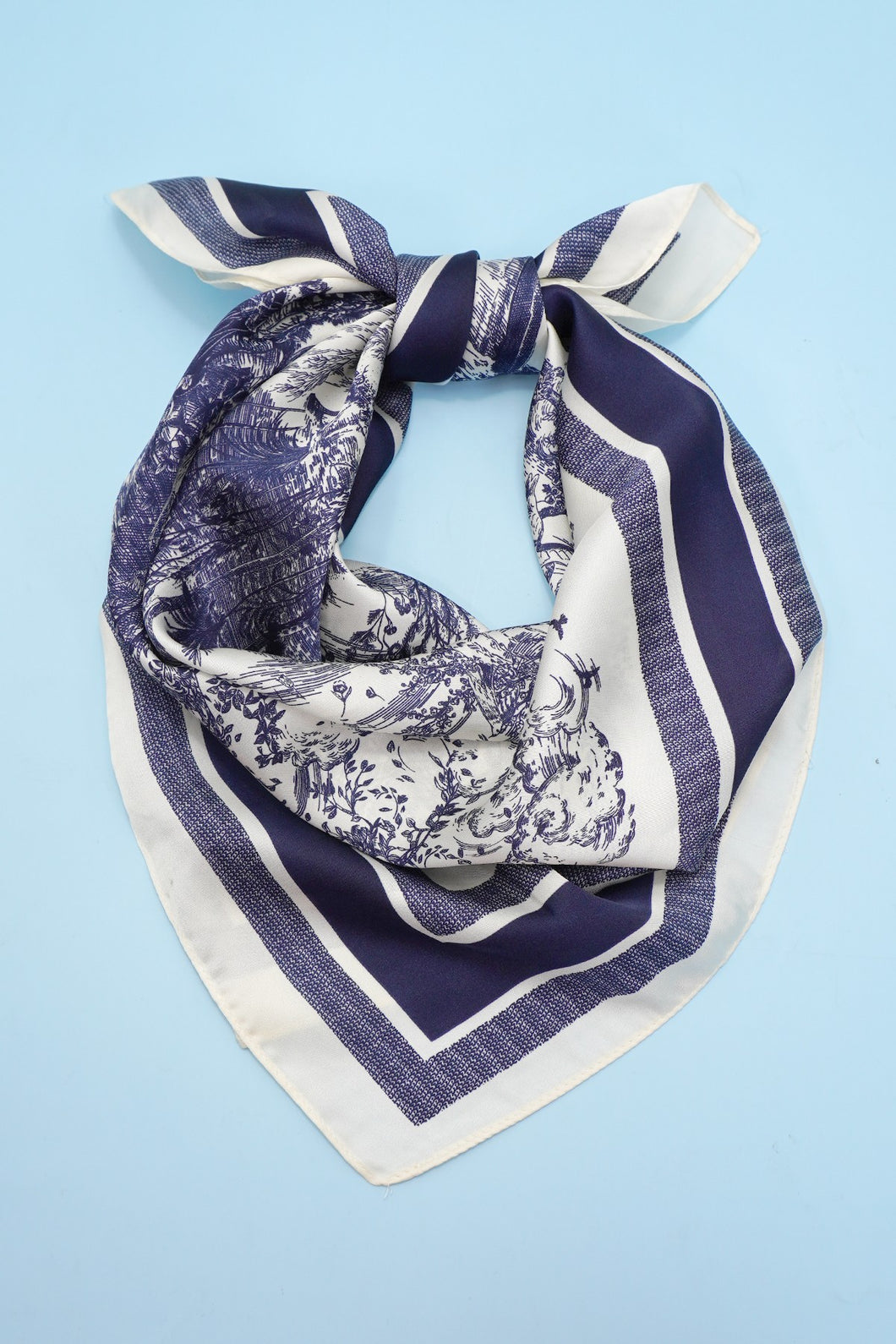 NEWEST ARRIVAL Navy Satin Floral Scarf
