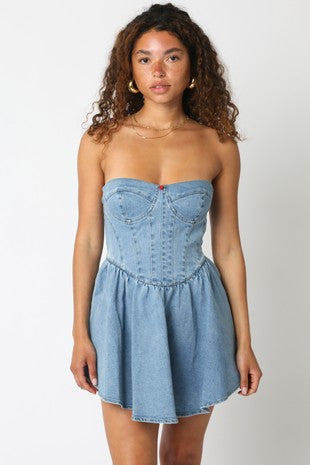 NEWEST ARRIVAL Denim Strapless Dress