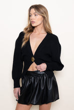 Load image into Gallery viewer, NEWEST ARRIVAL Black Single Gold Button Cardigan
