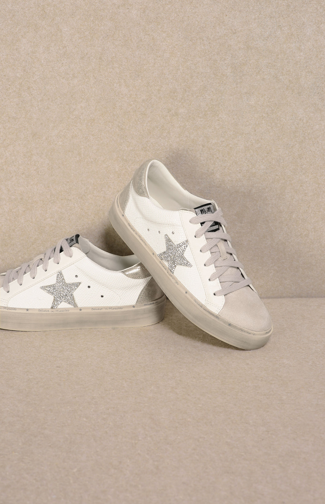 NEWEST ARRIVAL Silver/Gold Star Sneakers
