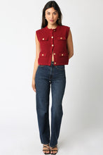 Load image into Gallery viewer, NEWEST ARRIVAL Crimson Red Gold Button Knit Top
