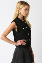 Load image into Gallery viewer, NEWEST ARRIVAL Black Gold Button Knit Top
