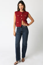Load image into Gallery viewer, NEWEST ARRIVAL Crimson Red Gold Button Knit Top
