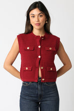 Load image into Gallery viewer, NEWEST ARRIVAL Crimson Red Gold Button Knit Top
