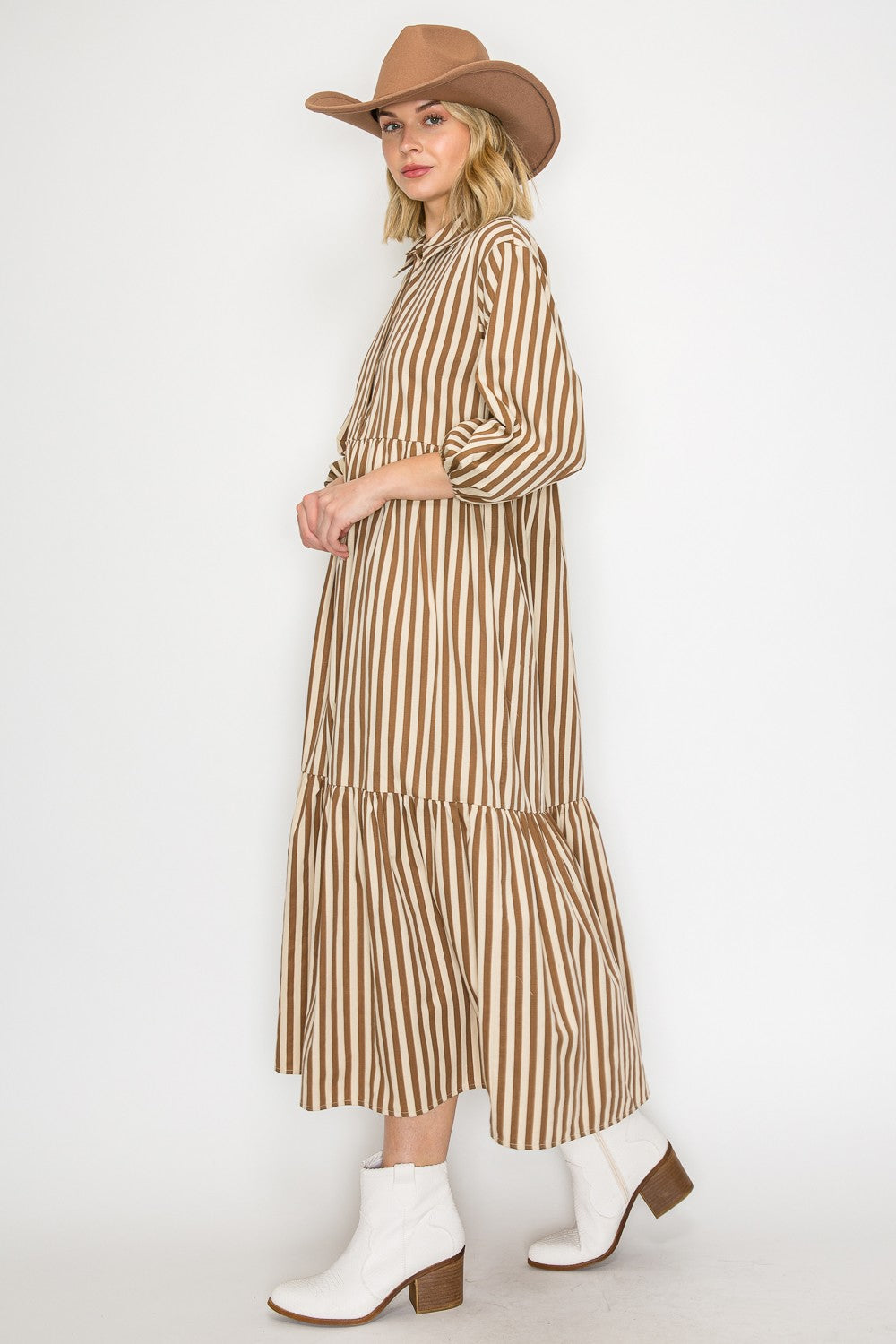Mocha Brown Striped Midi Shirt Dress Five Points Boutique Mocha Brown Striped Midi Shirt Dress Five Points Boutique