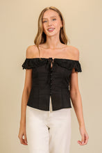Load image into Gallery viewer, FINAL SALE Black Off Shoulder Lace Blouse
