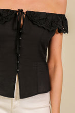Load image into Gallery viewer, FINAL SALE Black Off Shoulder Lace Blouse
