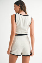 Load image into Gallery viewer, NEWEST ARRIVAL Oatmeal/Black Linen Shorts Set
