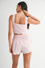 Load image into Gallery viewer, Pink Flower Trim Crop Shorts Set

