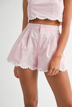 Load image into Gallery viewer, Pink Flower Trim Crop Shorts Set
