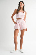 Load image into Gallery viewer, Pink Flower Trim Crop Shorts Set
