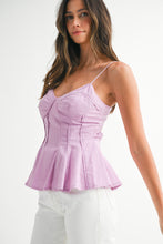 Load image into Gallery viewer, ONLINE ONLY Lavender Corset Peplum Top
